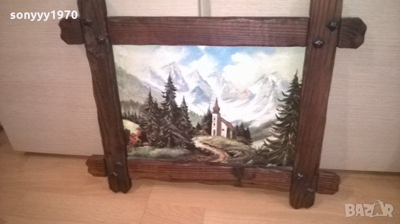 картина-57х47см-гора/планини-с дървена рамка-внос германия, снимка 1