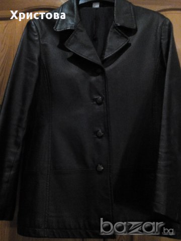 Черно сако от естествена кожа, М., снимка 2 - Костюми - 13834033