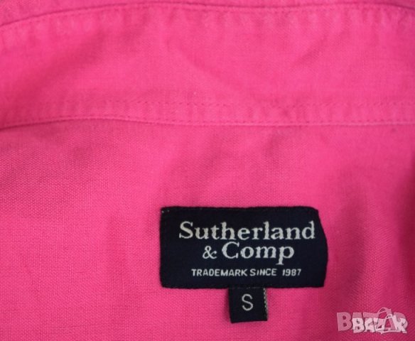 Sutherland & Comp мъжка риза розова лен и памук, снимка 3 - Тениски - 23467442