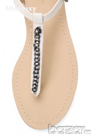 ПРОМО 🍊 CALVIN KLEIN № 40 🍊 Дамски светлобежови кожени сандали с декоративни камъни нови, снимка 2 - Сандали - 14402445