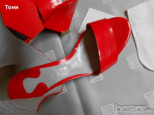 Дамски  червени сандали Chloé 100 % кожа ,100 % оригинални , снимка 3 - Сандали - 18710549