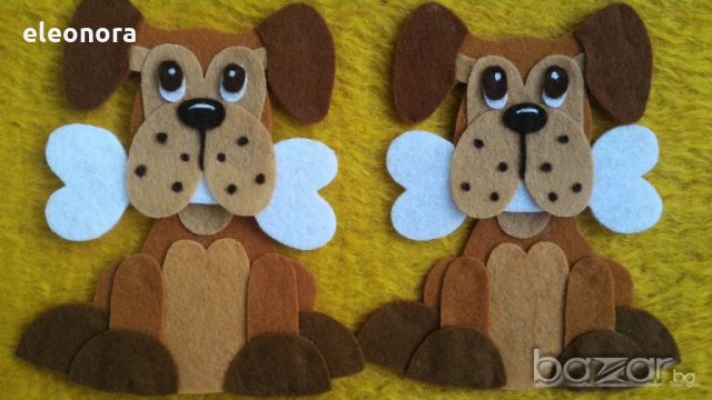 Ръчно изработено куче с кокал от филц-12 см., снимка 2 - Други - 19614998