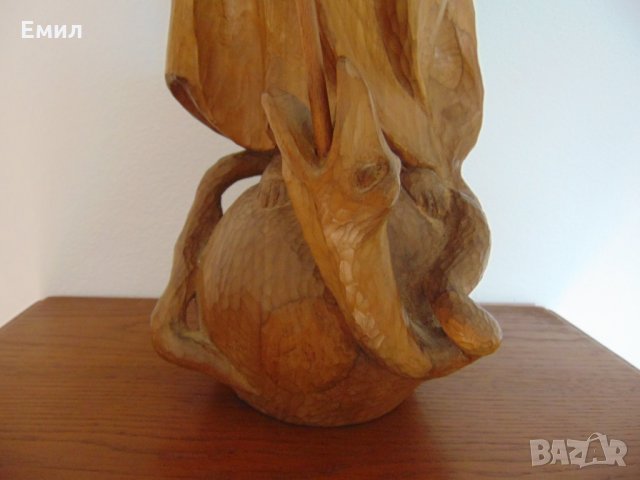 Голяма религиозна дървена статуя, снимка 3 - Колекции - 23915265