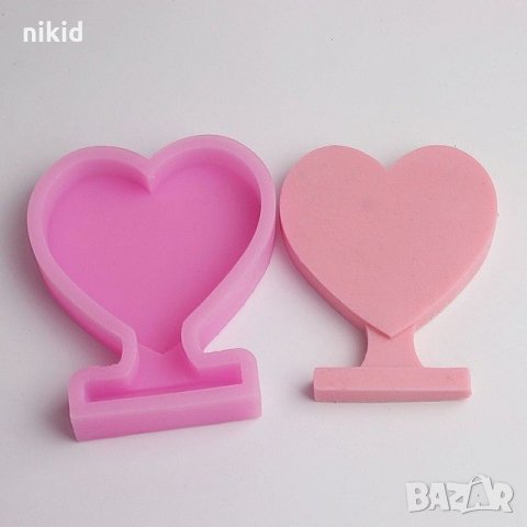 Голямо сърце на стойка силиконов молд за фондан тесто гипс калъп декорация 