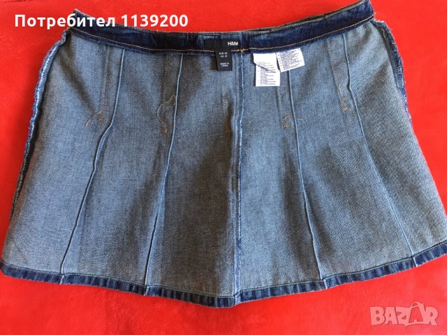 HM нова къса дънкова пола с паднала талия L, снимка 2 - Поли - 26101962