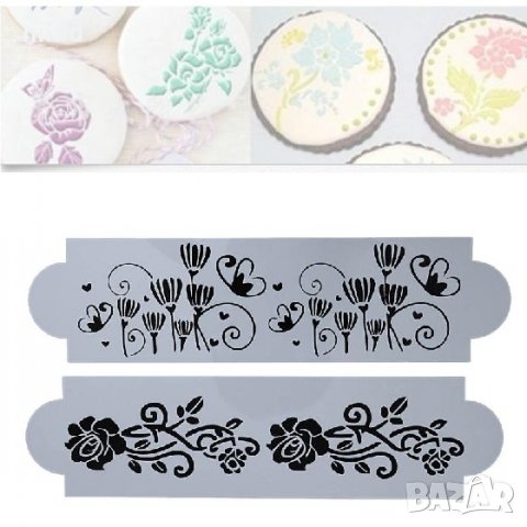 2 бр рози и глухарчета шаблон стенсил спрей за торта украса кекс декорация с пудра захар