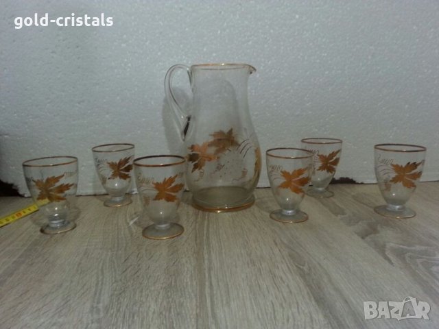 Ретро стъклени  чаши и кана , снимка 1 - Антикварни и старинни предмети - 22743899