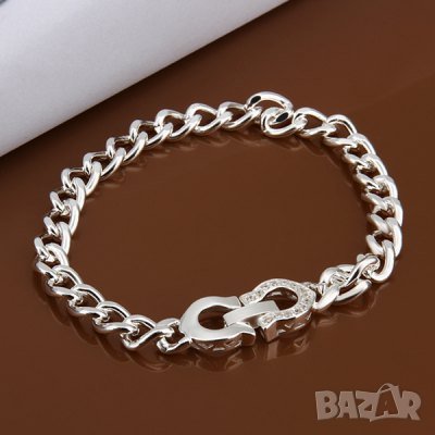 Стилна дамска гривна, верижка - посребрена, снимка 3 - Гривни - 25201488