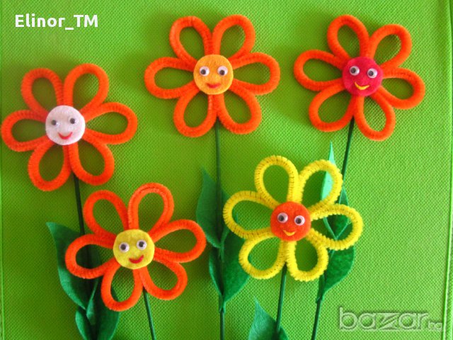 Цветя от плюшени пръчки, снимка 8 - Други - 9679579