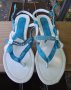 Нови кокетни синьо-бели кожени дамски сандали / летни обувки "Free Sun", естествена кожа, чехли, снимка 3