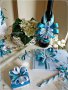 Комплект за кръщене и подаръчета в светло синьо и тюркоаз с кръстче, снимка 4