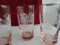 Ретро  чаши розово стъкло и златен кант , снимка 8