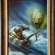 Ловец и мечка, картина за ловци, снимка 1 - Картини - 17095035