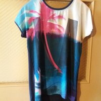 Дам.тениска-"Pinkberry"-/вискоза+ликра/,цвят-тъм.син+шарен. Закупена от Италия., снимка 2 - Тениски - 21966312