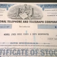 Сертификат за акции | International Telephone and Telegraph Corporation | 1977г., снимка 2 - Нумизматика и бонистика - 25233245