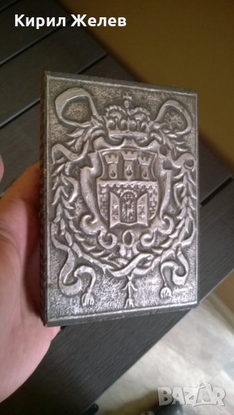 Стар немски СУВЕНИР метал и дърво ПАНО, снимка 1