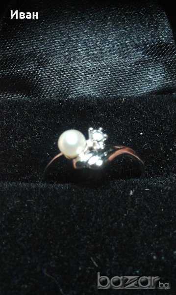 Пръстен бяло злато 14кт, снимка 1