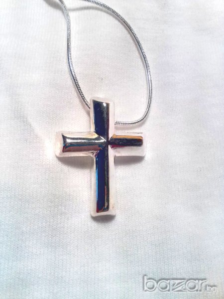 Посребрен гердан плътен кръст НОВ НАЛИЧЕН, снимка 1