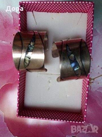 Старинни авторски сребърни и много масивни обеци с  Абалон, снимка 3 - Обеци - 22803118