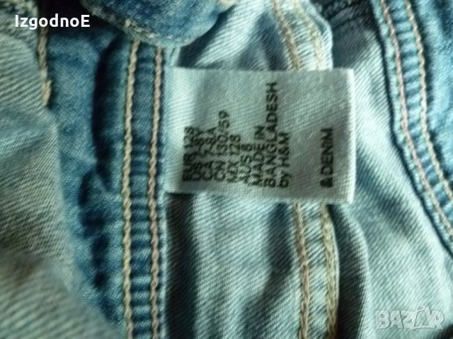 H&M 128 Страхотен дънков гащеризон, снимка 7 - Детски панталони и дънки - 23517157