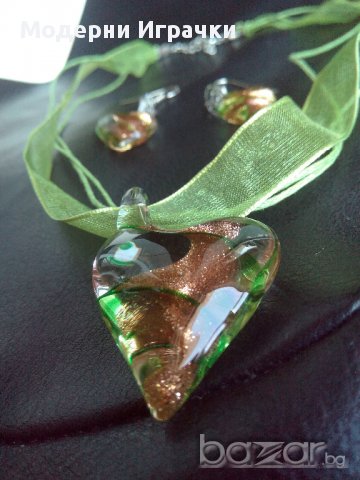 Комплет колие и обеци Мурано стъко , снимка 1