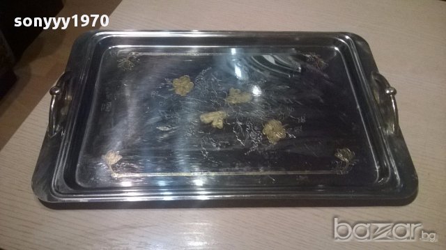 Rostfrei 18/10 gold 24k-поднос 46/30см-позлата+камъни-внос швеицария, снимка 6 - Антикварни и старинни предмети - 15481066