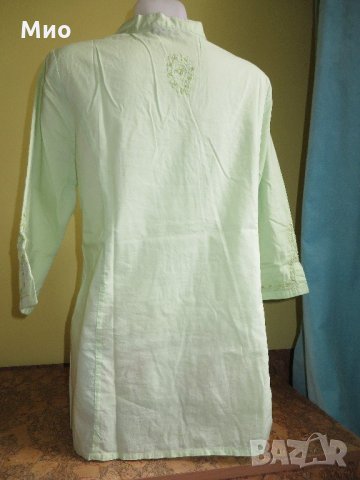 ANDREA, памучна риза с бродерии, 40 (L), резеда, снимка 3 - Ризи - 21514182