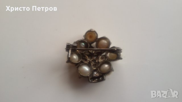 Старинна брошка накит с перли сребро - изключителна, снимка 6 - Колиета, медальони, синджири - 23670295