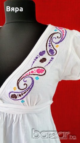 Блуза с бродерия - индийски орнаменти! , снимка 3 - Тениски - 21371363