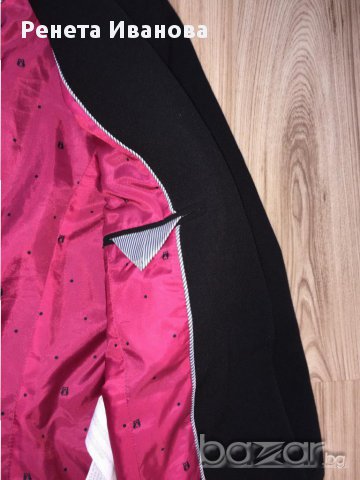 Дамско сако BERSHKA оригинал, размер L, черно с цикламен хастар , НОВО!!, снимка 2 - Сака - 11049676