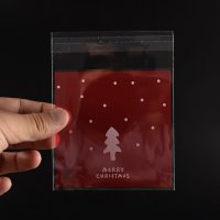 50 елха Merry Christmas червени Коледни опаковъчни пликчета торбички за дребни сладки или подаръци, снимка 2 - Други - 20618816