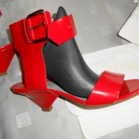 Дамски  червени сандали Chloé 100 % кожа ,100 % оригинални , снимка 12 - Сандали - 18710549