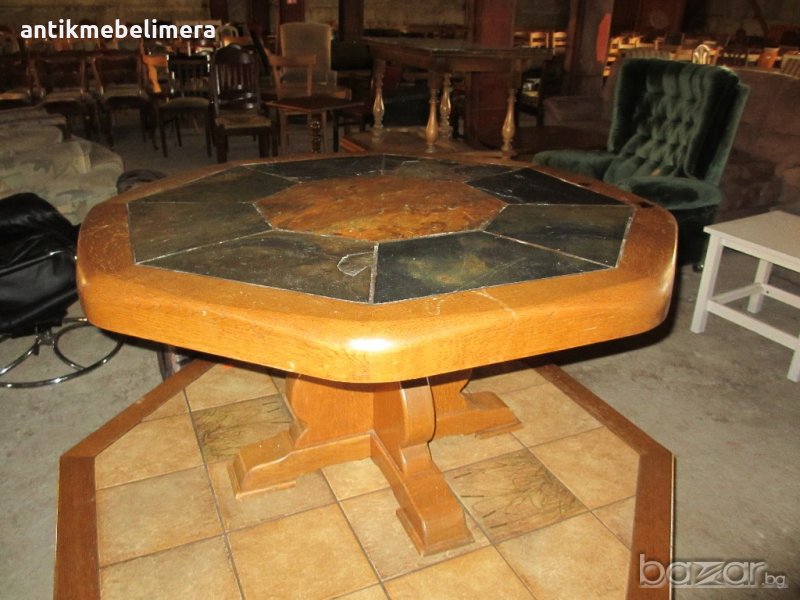 Осмоъгълна маса с каменен плон  - внос от Европа, снимка 1