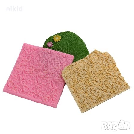 Цветя тревна площ текстура квадрат силиконов молд форма за декорация торта фондан шоколад и др, снимка 1