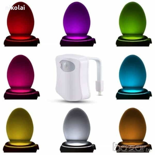 LED Осветление за Тоалетна със Сензор за Движение - 8 Цвята, снимка 1