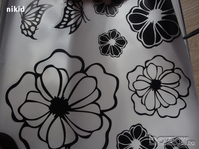 стикер на цветя в черно за мебел техника и стена самозалепващ, снимка 4 - Декорация за дома - 14741312