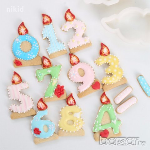 цифри числа свещички пластмасови резци форми за сладки бисквитки фондан украса, снимка 2 - Форми - 20749775