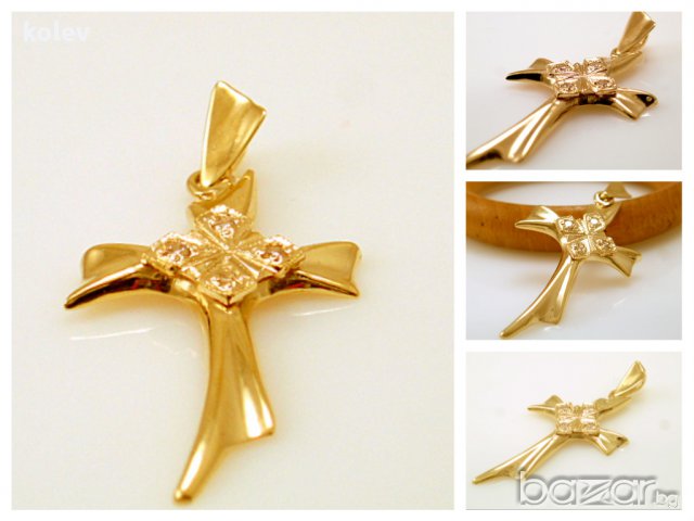 Много красив и стилен Златен кръст -каре- 3.28 грама 
