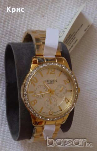 Нов ! Ръчен часовник Цитизен Сваровски Златен цвят, Citizen Swarovski Gold ToneED8122-59A, снимка 7 - Дамски - 12154134