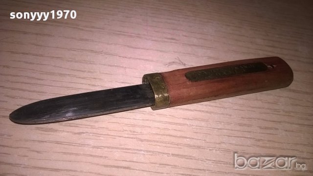Ретро нож за колекция-11см-дърво/месинг-внос швеицария, снимка 6 - Антикварни и старинни предмети - 17374389