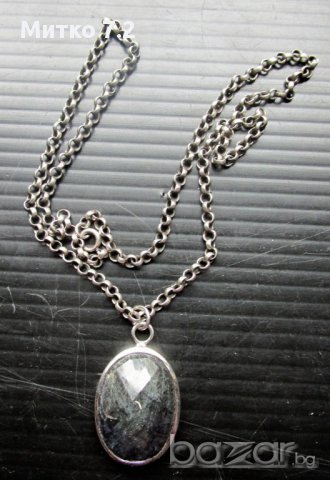 Сребърен медальон с естествен камък, снимка 4 - Колиета, медальони, синджири - 16984723