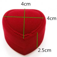 червено сърце от кадифе плюш кутийка за пръстен бижу подарък рожден ден Свети Валентин кутия, снимка 3 - Други - 24256207