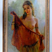 Портрет на танцьорка, картина, импресионизъм, снимка 1 - Картини - 23712155