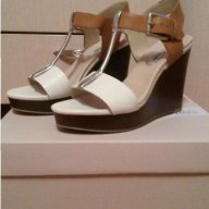 Сандали Clarks Orleans White&Brown Wedge Leather Sandals, снимка 1 - Сандали - 12407534