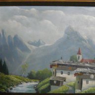стара картина -"Планински пейзаж", снимка 4 - Антикварни и старинни предмети - 15578031