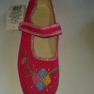 Пантофи за момичета от памучен текстил, розови, дънкови, цикламени, снимка 3 - Бебешки обувки - 13101214