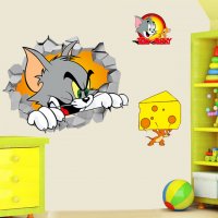 3d Tom Jerry Том и Джери стикер лепенка за стена или гардероб детска самозалепващ , снимка 1 - Други - 21403889