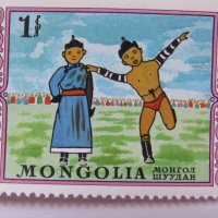 Сет 7 марки Детски картини, Монголия, 1976 г., минт, снимка 3 - Филателия - 24232445