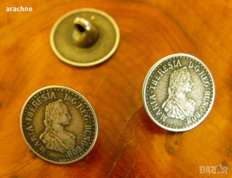 Три сребърни копчета с образа на имп.Мария Терезия, снимка 1