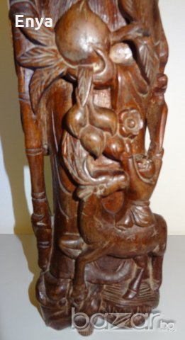 Китайска статуетка от дърво - дърворезба, снимка 3 - Антикварни и старинни предмети - 20307203